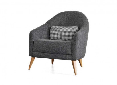 Designer soft armchair, gray color, luxury living room, upholstery, textile, lounge club.